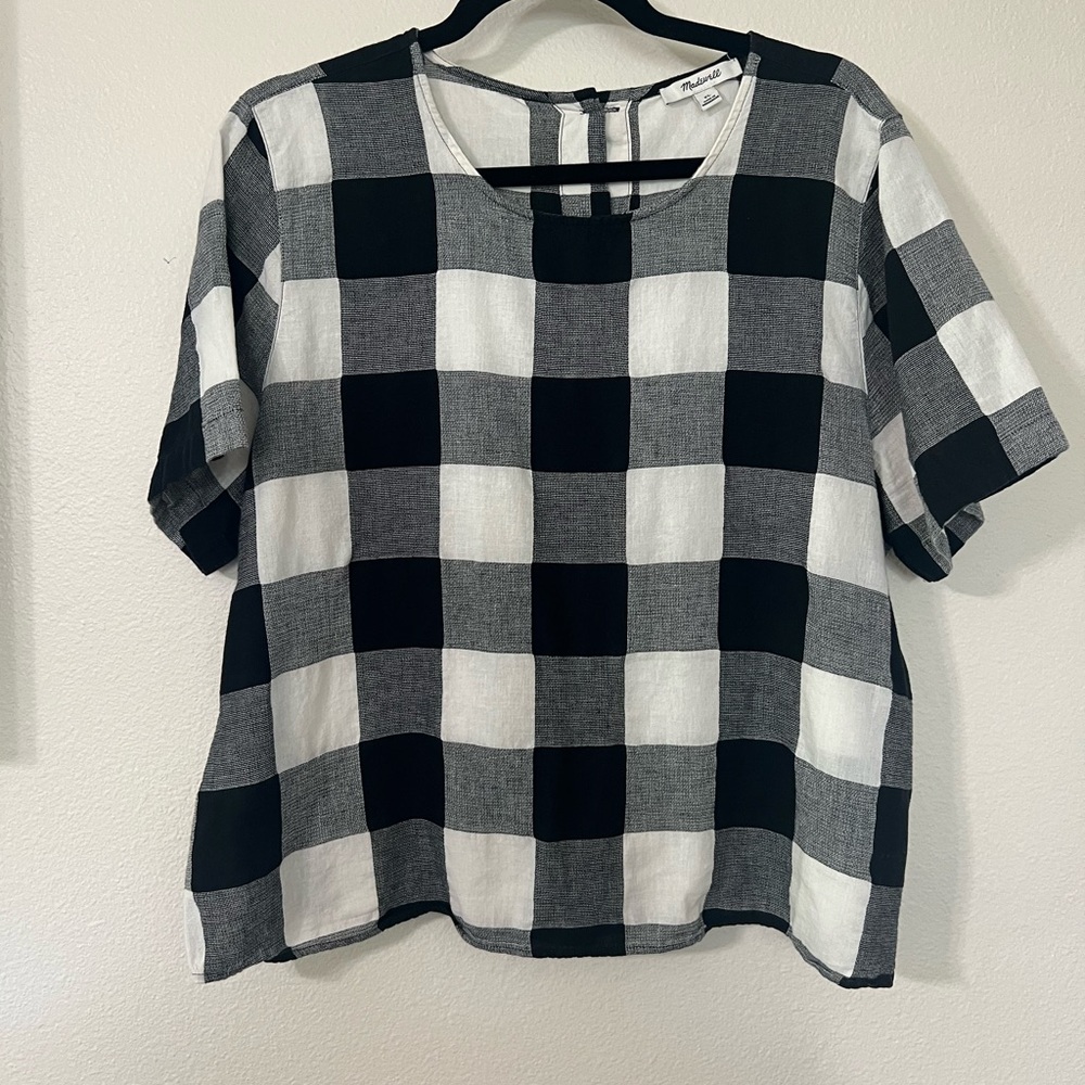 Madewell Black and White Checkered Women's Top